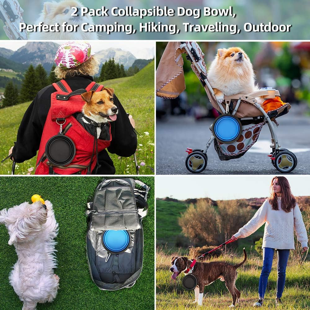 Large Collapsible Dog Bowls 2 Pack, 34Oz Foldable Dog Travel Bowl