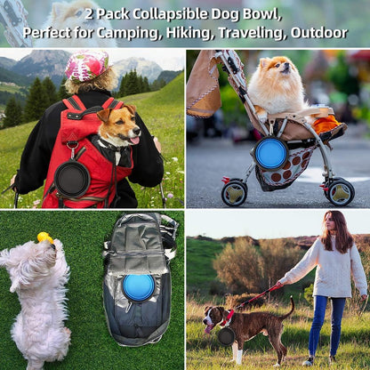 Large Collapsible Dog Bowls 2 Pack, 34Oz Foldable Dog Travel Bowl