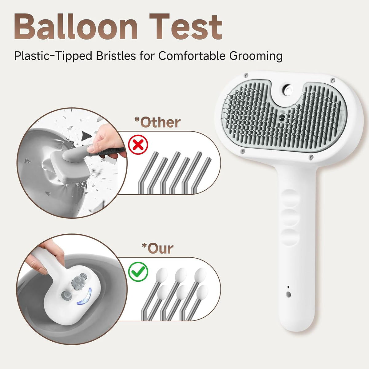 Pet Steam Brush for Dog, Cat Brushes for Indoor Cats - 1 Waterless Shampoo