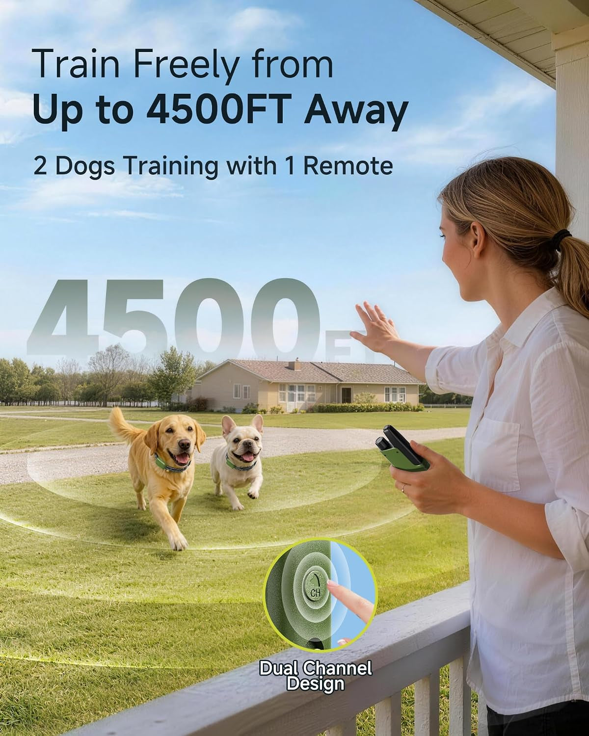 Dog Shock Collar - 4500FT Dog Training Collar with Remote for Dogs 10-120Lb