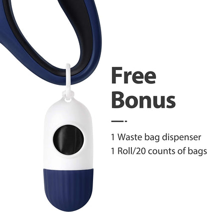 Retractable Dog Leash with Dispenser and Poop Bags,16 Ft, Navy Blue