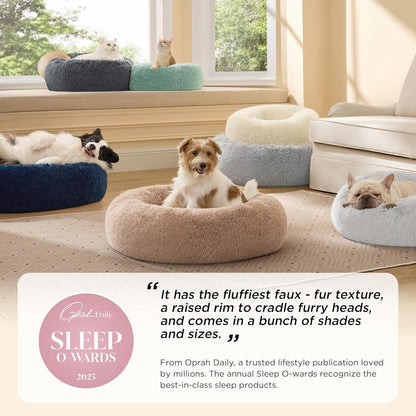 Calming Dog Bed Medium Size Dog Donut Washable Pet Bed,30Ins Camel