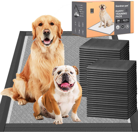 Charcoal Puppy Pads, XL 28"X34", All Edge-Wrapped, Odor-Control Thick Pad
