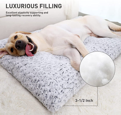 Washable Dog Bed Medium Size Dog Crate Bed Plush Pet Mat 35"X23" Gray