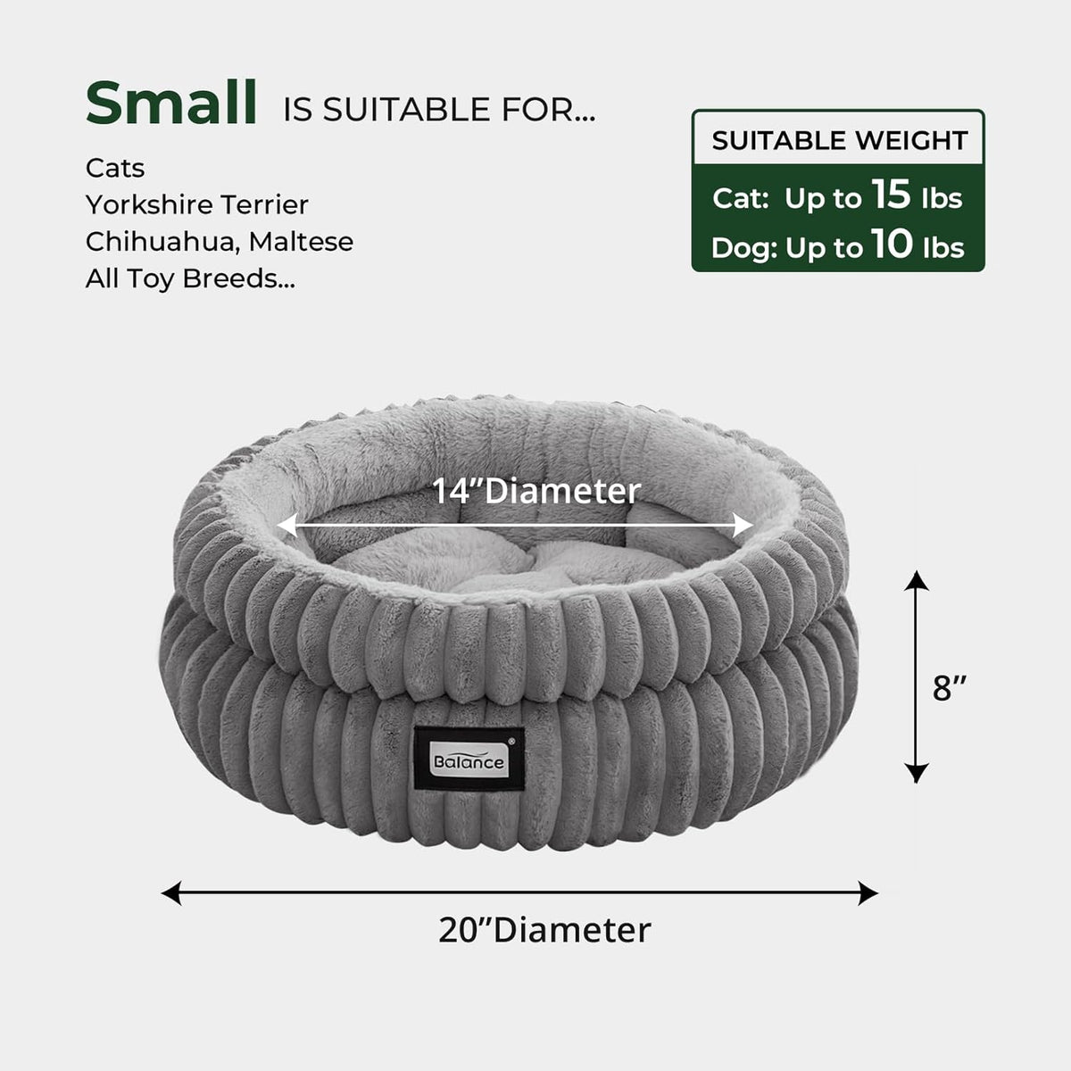 Cat Bed Kitten Bed, Washable round Cat Beds for Indoor Cats, Super Soft Plush Faux Fur Pet Bed for Puppy and Kitten with Anti-Slip Bottom
