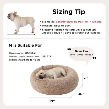 Calming Dog Bed Medium Size Dog Donut Washable Pet Bed,30Ins Camel