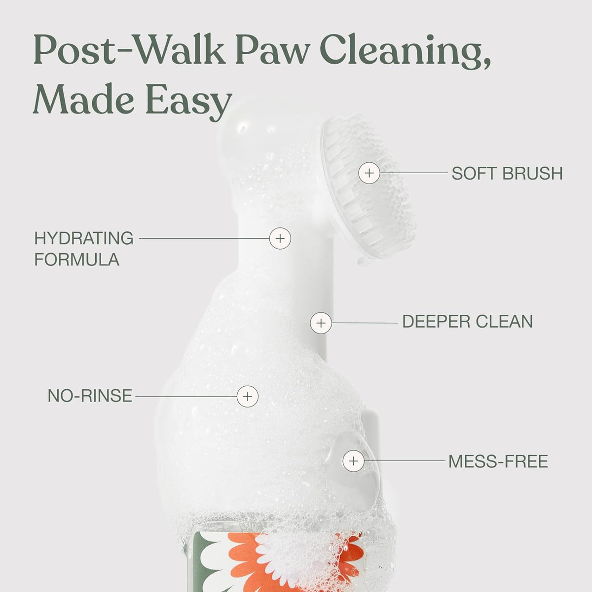 , Dog Paw Cleaner, Clean Paws, No Rinse Foam Cleaner with Brush