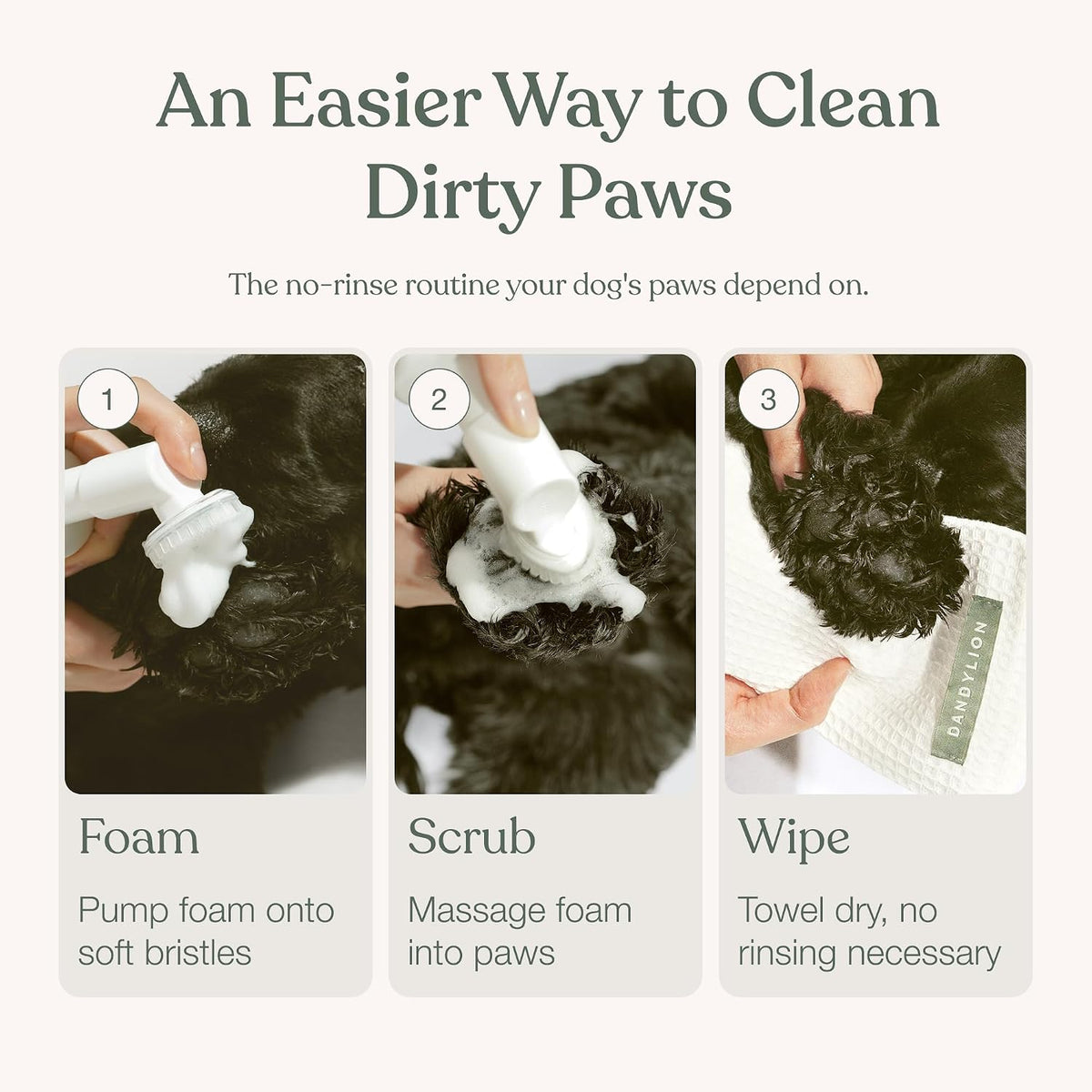 , Dog Paw Cleaner, Clean Paws, No Rinse Foam Cleaner with Brush