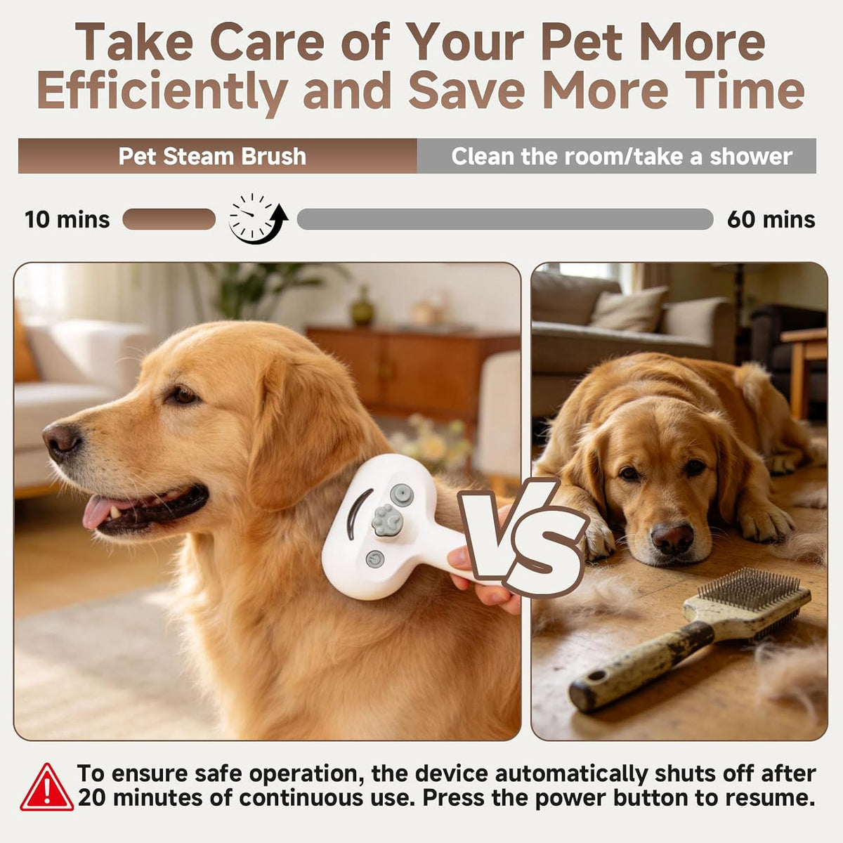 Pet Steam Brush for Dog, Cat Brushes for Indoor Cats - 1 Waterless Shampoo