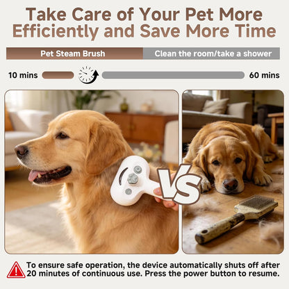 Pet Steam Brush for Dog, Cat Brushes for Indoor Cats - 1 Waterless Shampoo