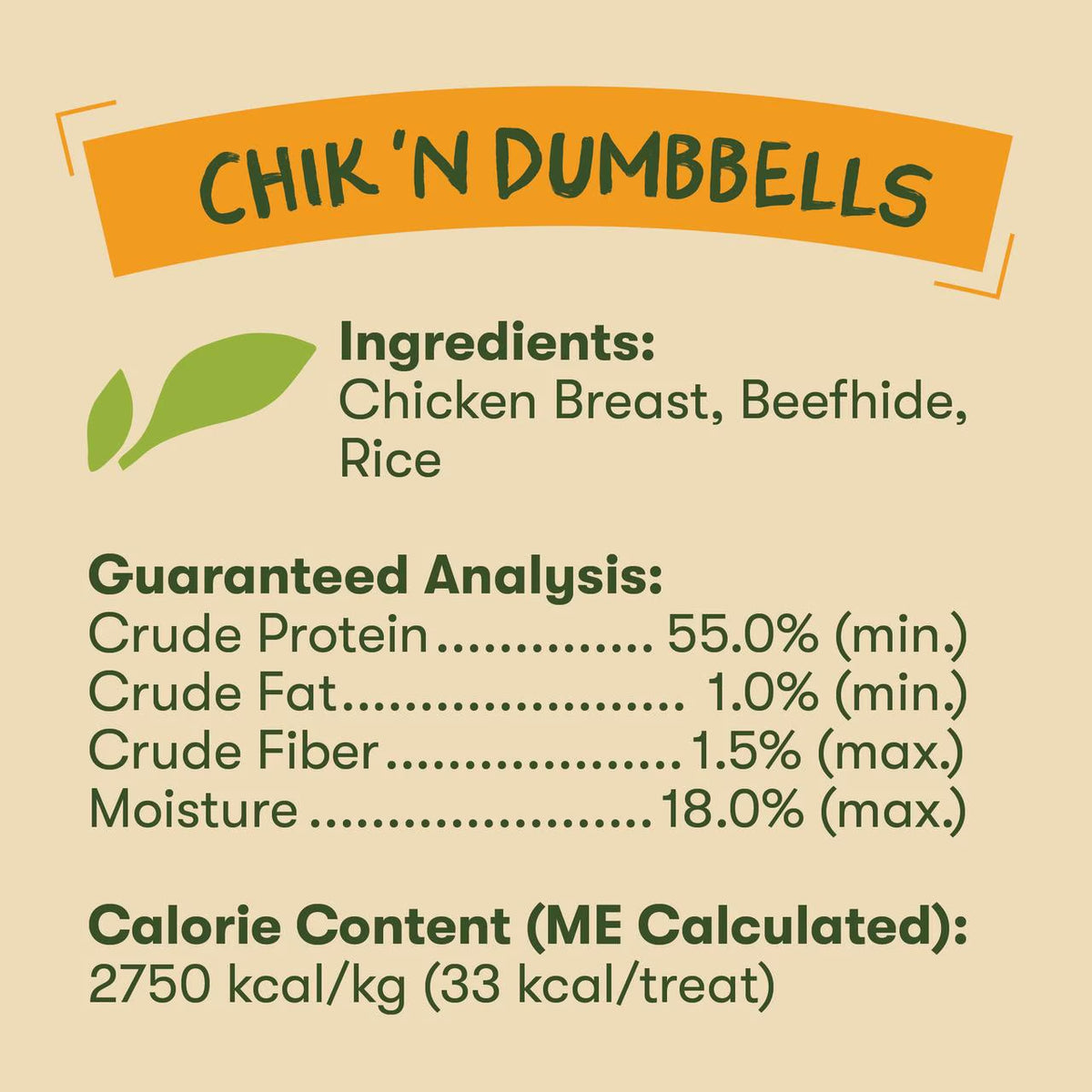 Chik 'N Rice Dumbells - Natural Dog Treats, Chicken, 1 Pound