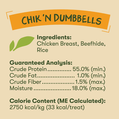 Chik 'N Rice Dumbells - Natural Dog Treats, Chicken, 1 Pound