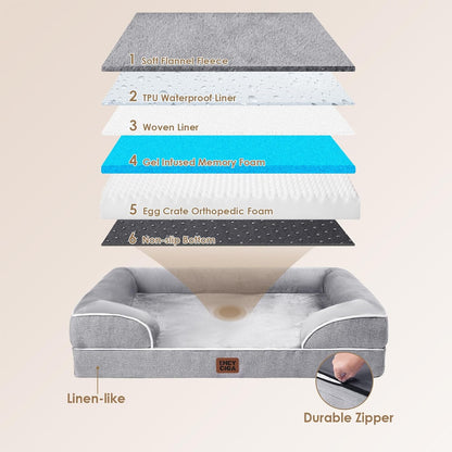 Orthopedic Extra Large Dog Bed, Waterproof Washable XL Pet Bed 44"